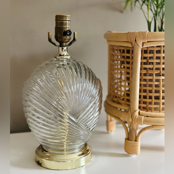 Vintage art deco scallop clear glass Lamp - Picture 10 of 10